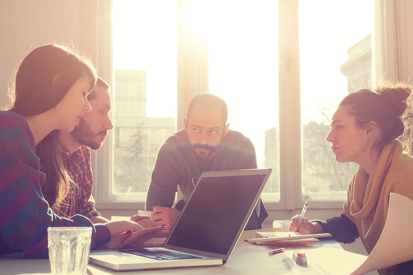 business meeting, people brainstorming in an office